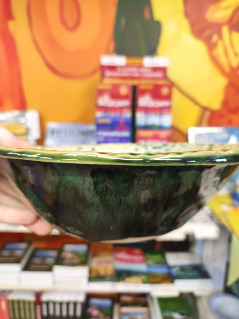 Miska ceramiczna zielono-biała z fakturą