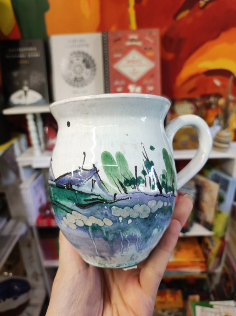 Ozdobny kubek ceramiczny ręcznie lepiony pejzaż błękitny 11 Ozdobny kubek ceramiczny ręcznie lepiony pejzaż błękitny 11