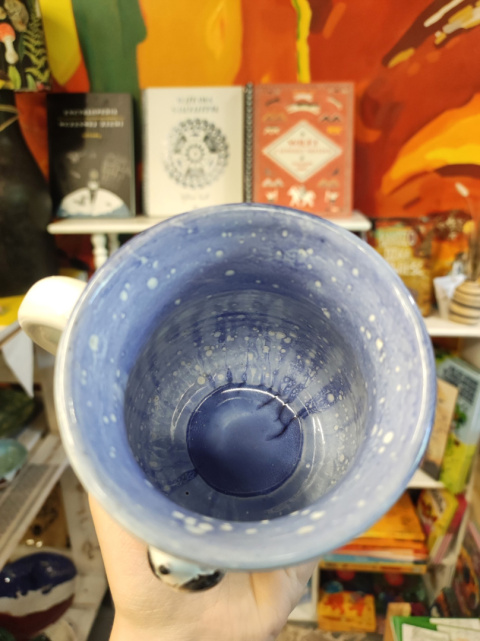Ozdobny kubek ceramiczny ręcznie lepiony pejzaż błękitny 4 Ozdobny kubek ceramiczny ręcznie lepiony pejzaż błękitny 4