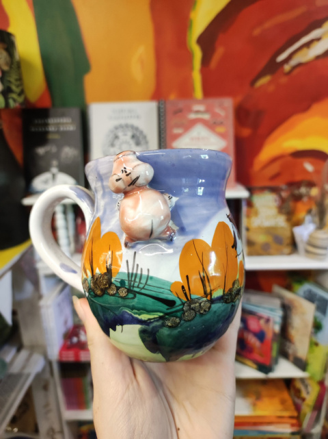 Ozdobny kubek ceramiczny ręcznie lepiony pejzaż błękitny 6 Ozdobny kubek ceramiczny ręcznie lepiony pejzaż błękitny 6