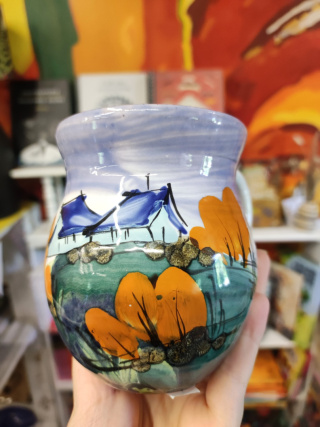 Ozdobny kubek ceramiczny ręcznie lepiony pejzaż błękitny 6