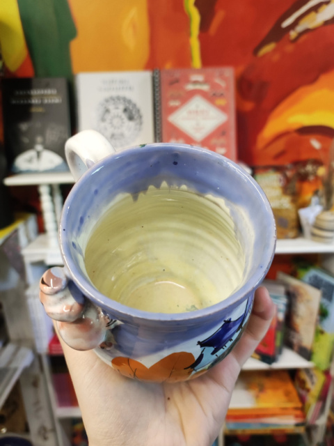 Ozdobny kubek ceramiczny ręcznie lepiony pejzaż błękitny 6 Ozdobny kubek ceramiczny ręcznie lepiony pejzaż błękitny 6