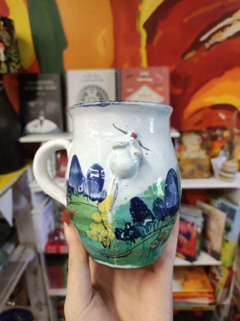 Ozdobny kubek ceramiczny ręcznie lepiony pejzaż błękitny 9 Ozdobny kubek ceramiczny ręcznie lepiony pejzaż błękitny 9