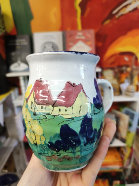 Ozdobny kubek ceramiczny ręcznie lepiony pejzaż błękitny 9 Ozdobny kubek ceramiczny ręcznie lepiony pejzaż błękitny 9