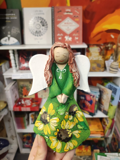 Anioł bieszczadzki ceramiczny ręcznie malowany do powieszenia jasnozielony Anioł bieszczadzki ceramiczny ręcznie malowany do powieszenia jasnozielony