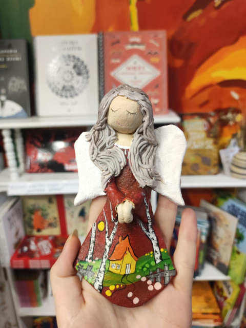 Anioł bieszczadzki ceramiczny ręcznie malowany do powieszenia bordowy 2 Anioł bieszczadzki ceramiczny ręcznie malowany do powieszenia bordowy 2