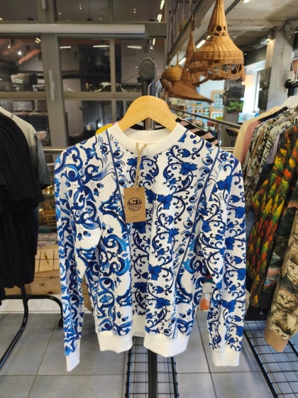 Bluza "Niebieskie wzory" ręcznie szyta