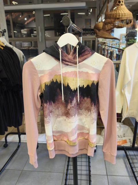 Bluza "Różowy krajobraz" z kapturem ręcznie szyta