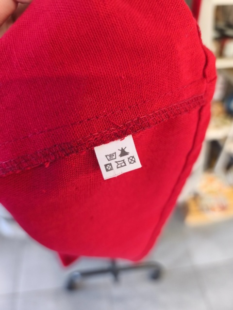 Bluzka top ciemnoczerwona lniano-bawełniana ręcznie szyta