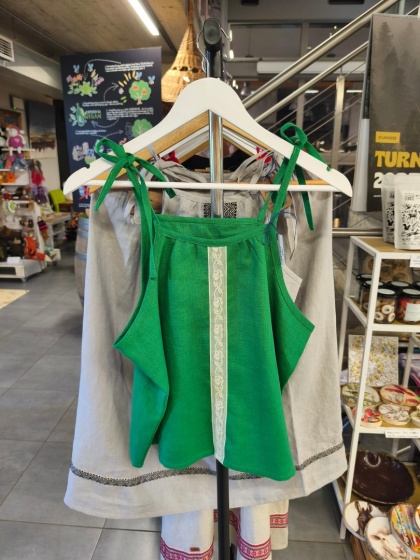 Bluzka top zielona ramia pokrzywa chińska ręcznie szyta