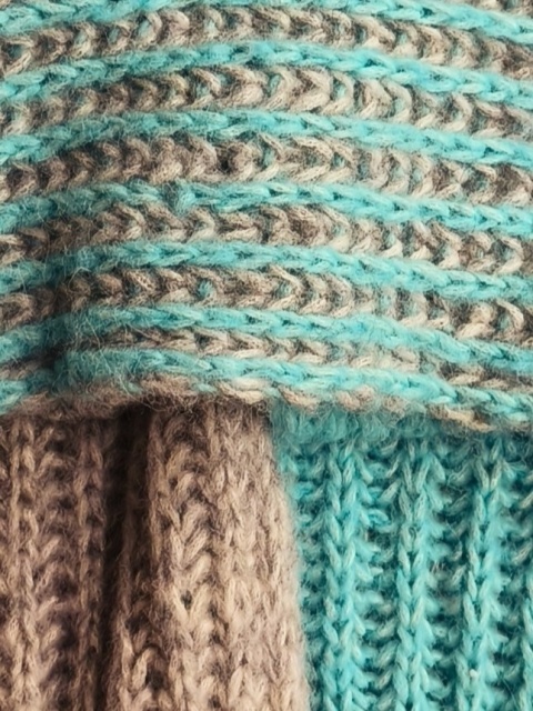 Długi szalik dwukolorowy szaro-turkusowy