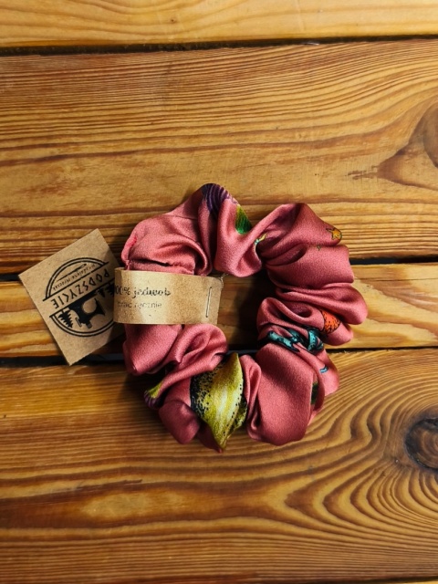 Jedwabna gumka do włosów jedwab 100% ciemnoróżowa