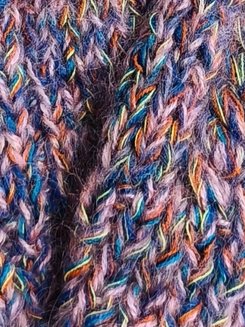 Mitenki ręcznie robione na drutach fioletowo-niebieskie