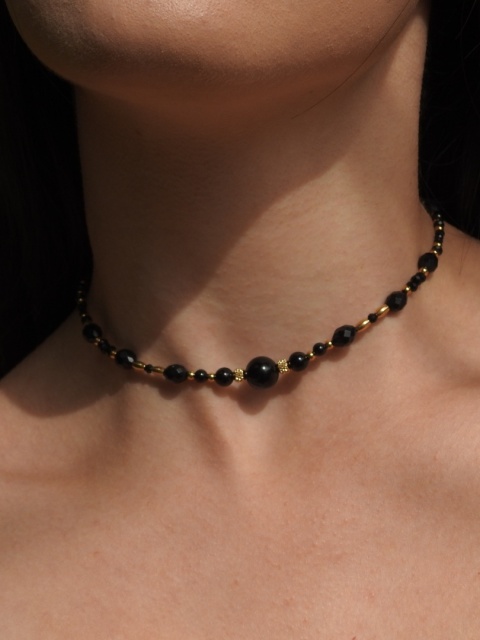 Naszyjnik choker "TURMALINEK" z czarnymi turmalinami naszyjnik ochronny nr 1