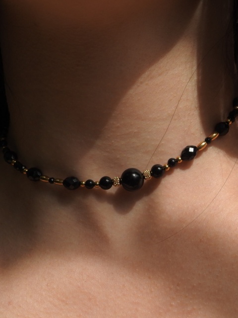 Naszyjnik choker "TURMALINEK" z czarnymi turmalinami naszyjnik ochronny nr 1