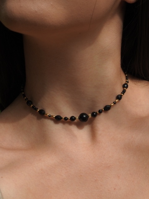 Naszyjnik choker "TURMALINEK" z czarnymi turmalinami naszyjnik ochronny nr 1