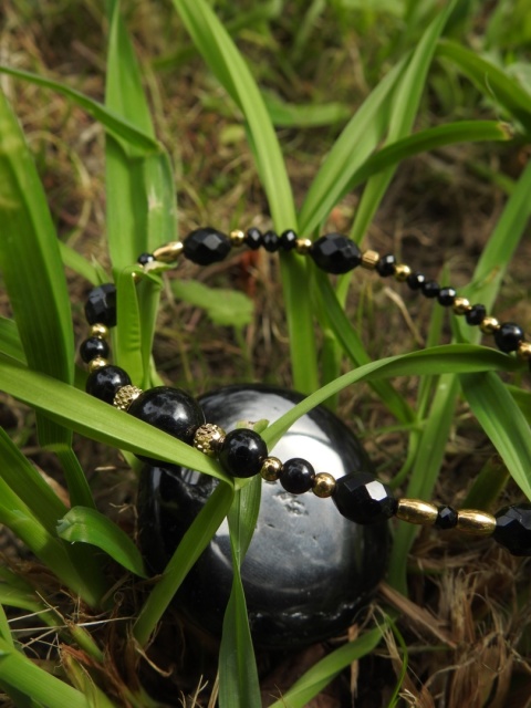 Naszyjnik choker "TURMALINEK" z czarnymi turmalinami naszyjnik ochronny nr 1