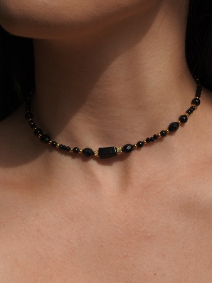 Naszyjnik choker "TURMALINEK" z czarnymi turmalinami naszyjnik ochronny nr 2